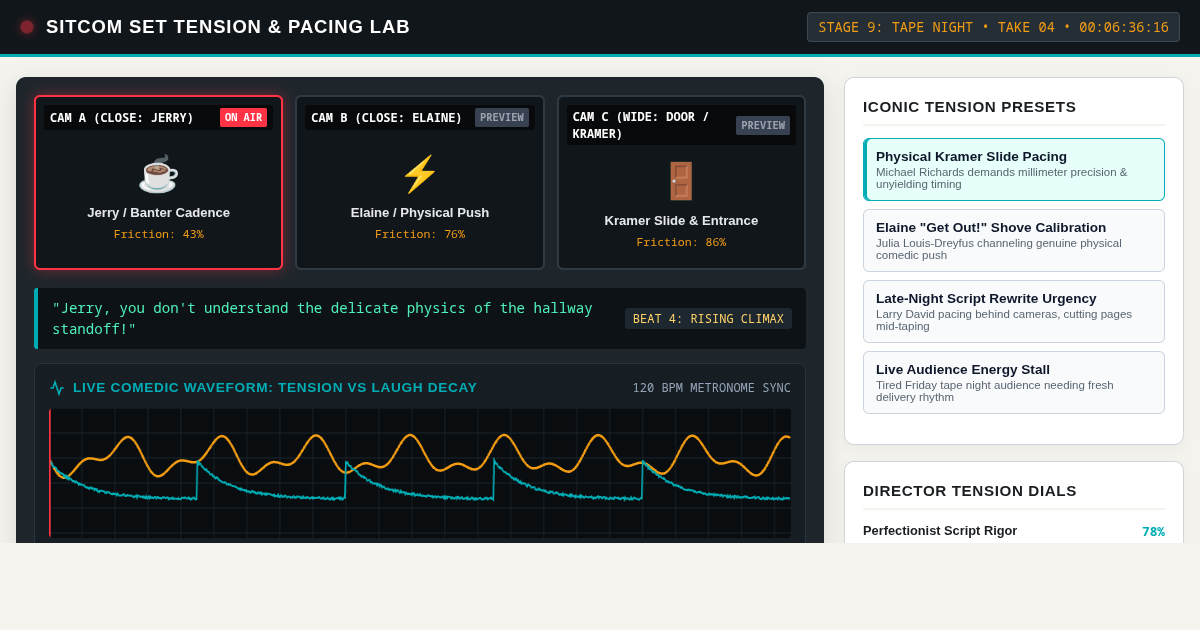 Sitcom Set Tension & Pacing Lab | Multi-Cam Production Simulator preview