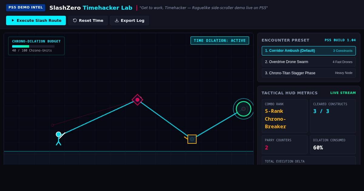 SlashZero: Timehacker Combat Lab | PS5 Combat Mechanics Simulator preview