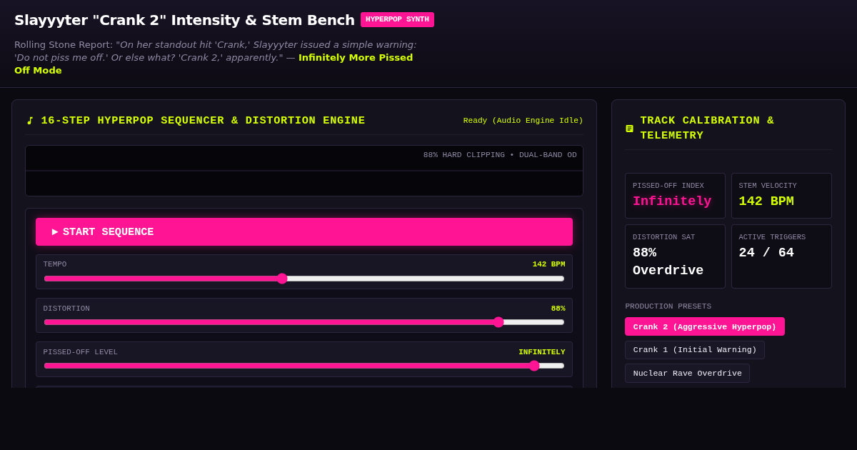 Slayyyter Crank Intensity & Track Sequencer Bench preview