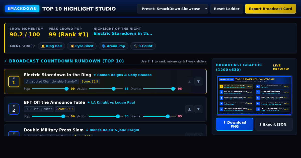 SmackDown Top 10 Highlight Moment Ranker & Rundown Studio preview