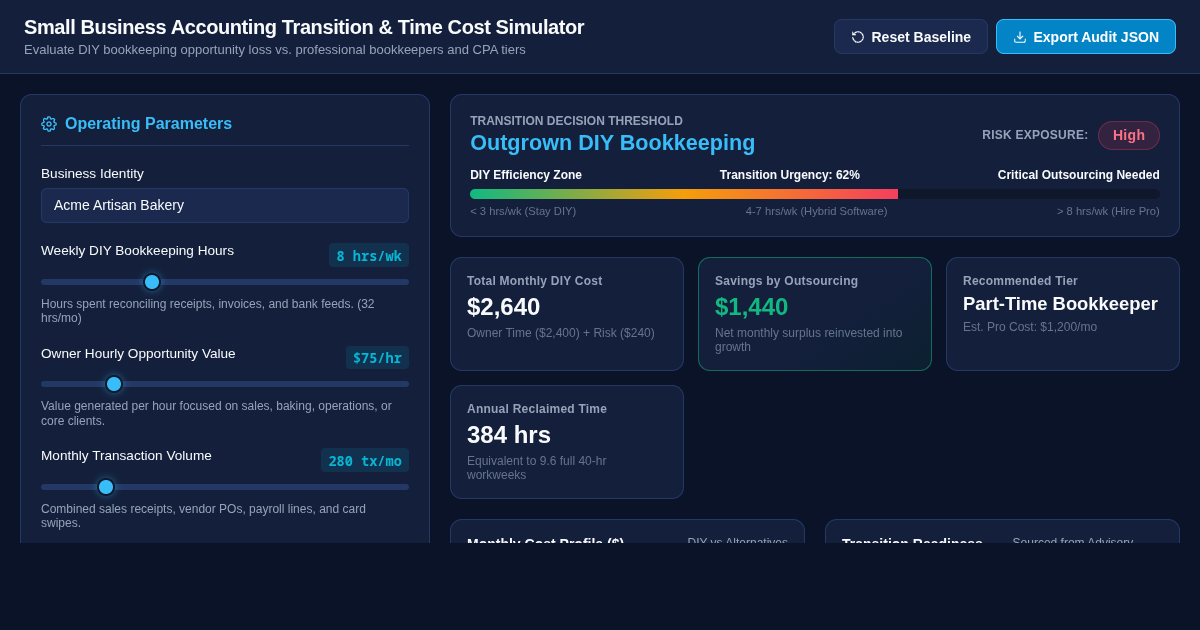 Small Business Accounting Transition & Time Cost Simulator preview