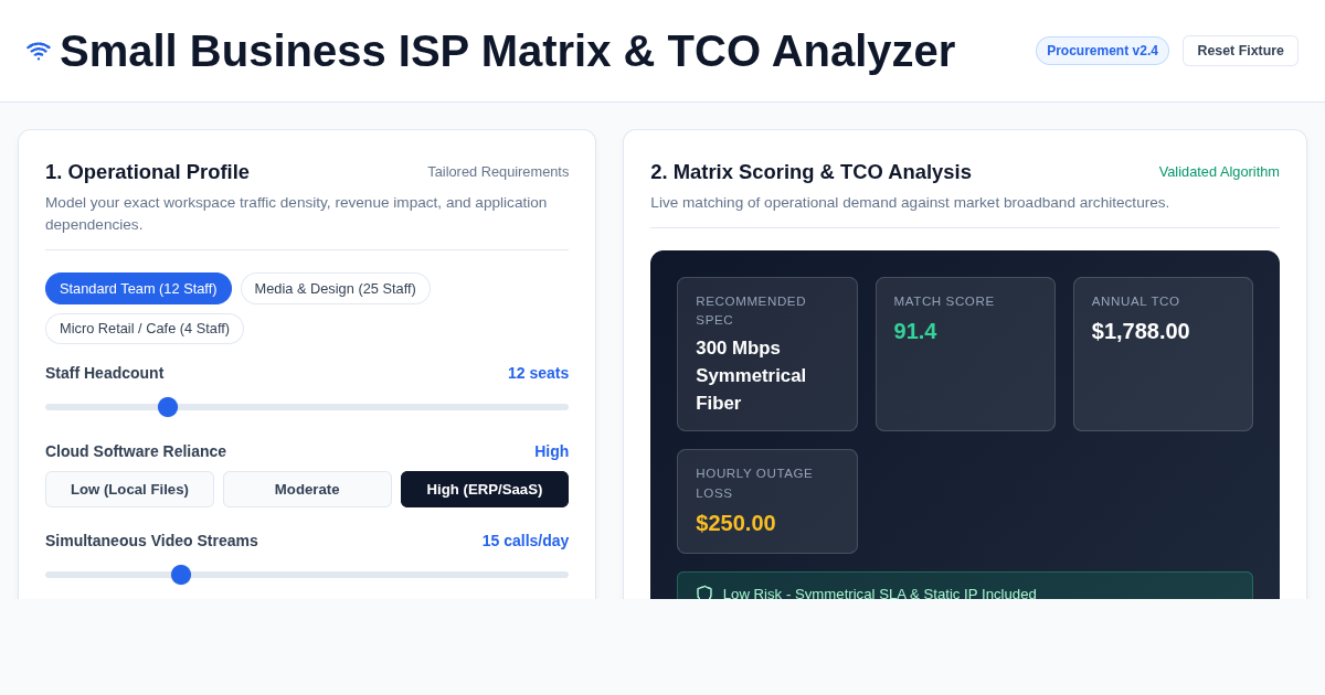 Small Business ISP Matrix & TCO Analyzer preview