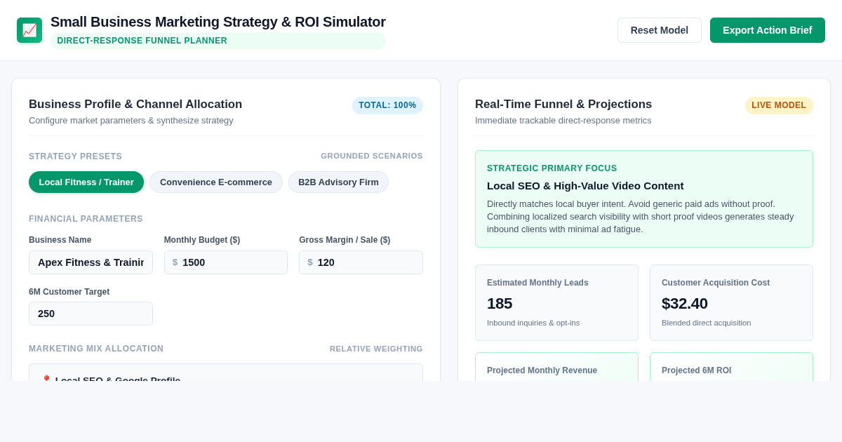 Small Business Digital Marketing Strategy & ROI Simulator preview