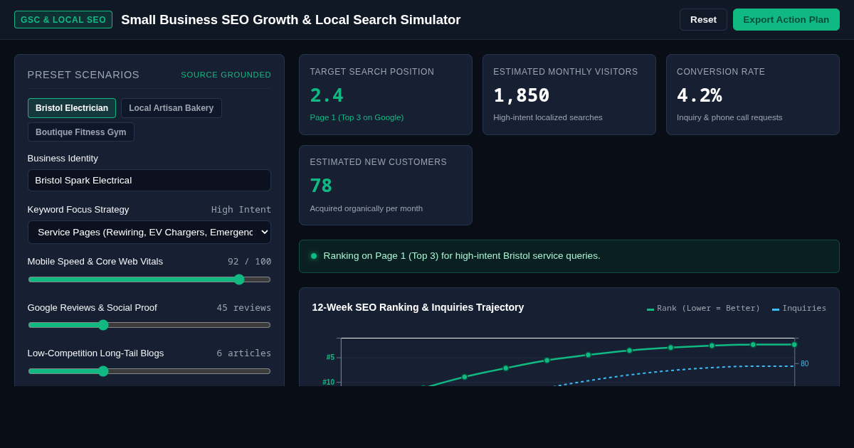 Small Business SEO Growth & Local Search Simulator preview