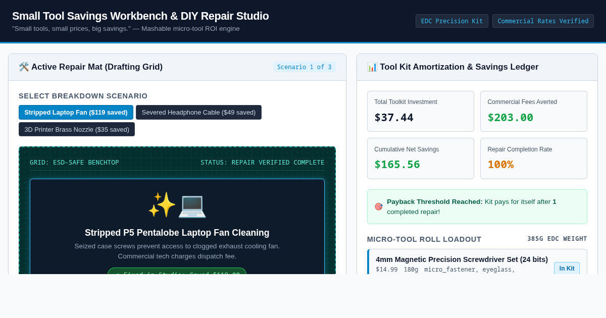 Small Tool Savings Workbench & DIY Repair Studio preview