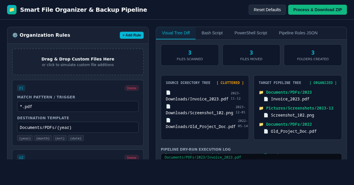 Smart File Organizer and Backup Pipeline Rules Engine preview