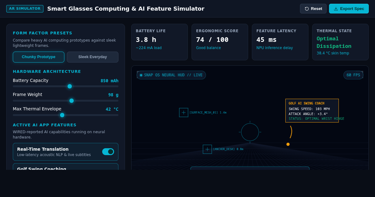 Smart Glasses Computing & AI Feature Simulator preview
