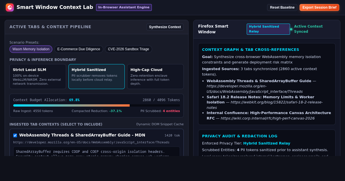 Smart Window Context Lab: In-Browser AI Assistant Orchestrator preview