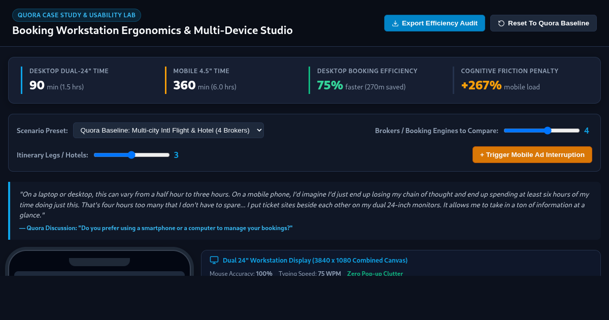 Booking Workstation Ergonomics & Multi-Device Comparison Studio preview