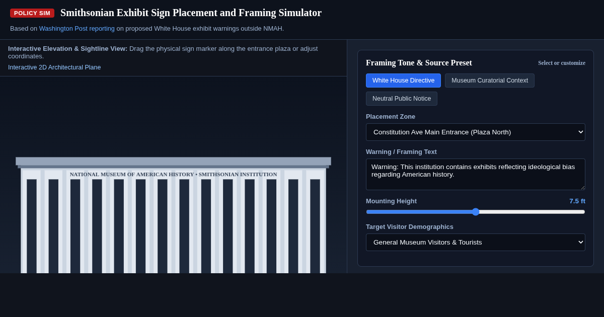 Smithsonian Exhibit Sign Placement and Framing Simulator preview