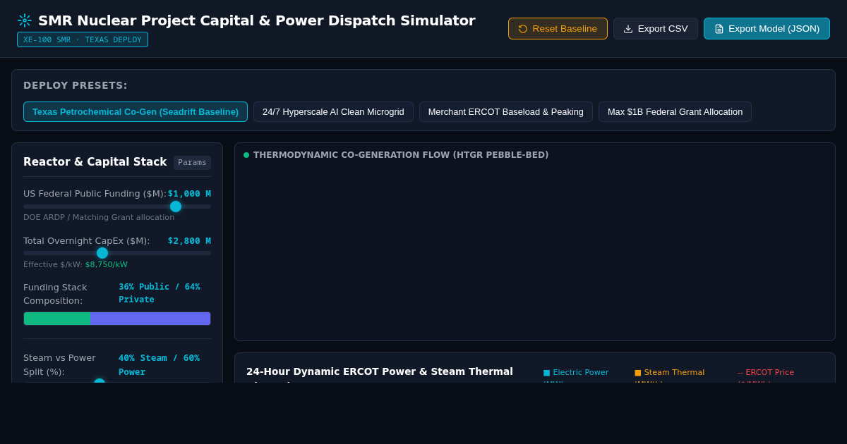 SMR Nuclear Project Capital & Power Dispatch Simulator preview