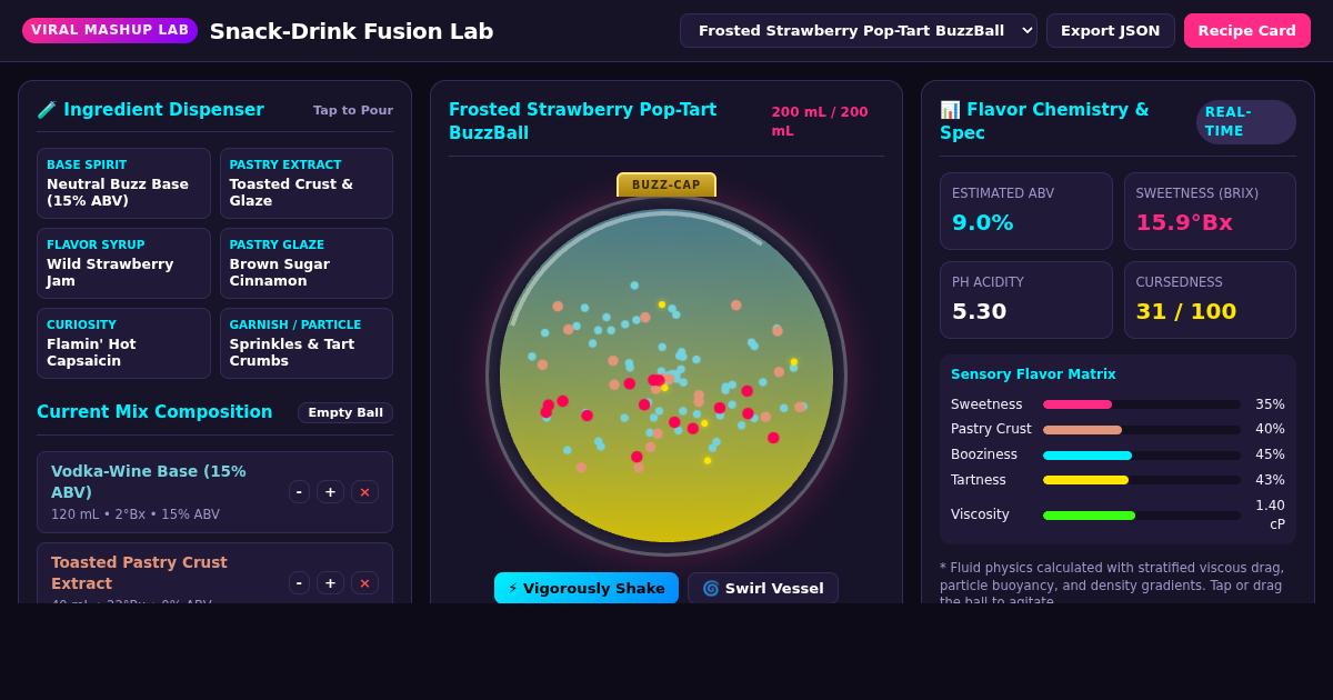 Snack-Drink Fusion Lab — Pastry Cocktail Simulator preview