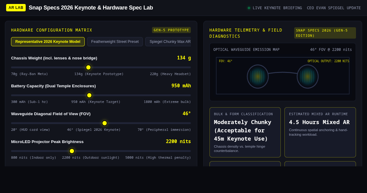 Snap Specs 2026 Keynote & Hardware Spec Lab preview