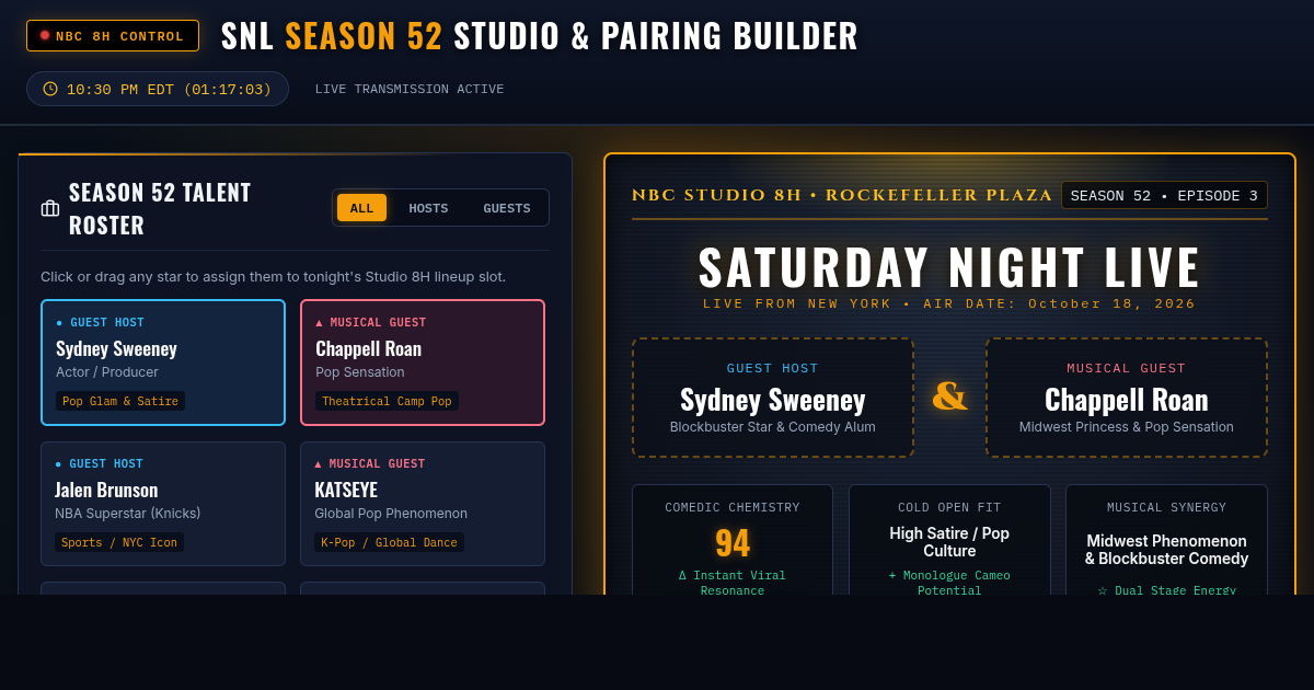 Saturday Night Live Season 52 Pairing Builder & Studio preview