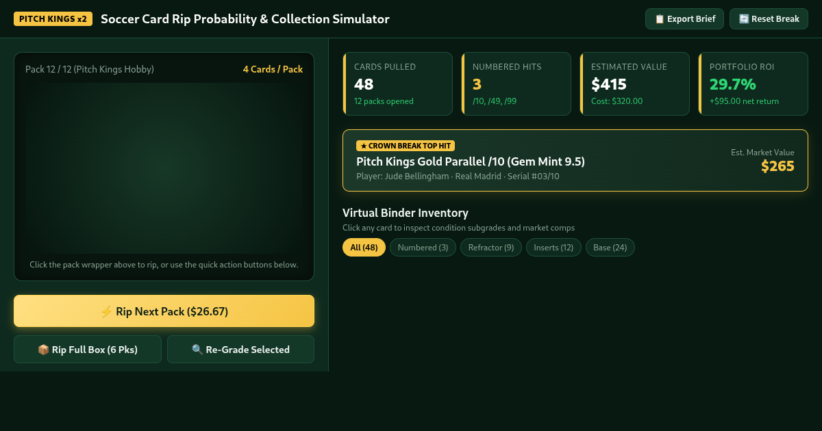 Soccer Card Rip Probability & Collection Simulator preview