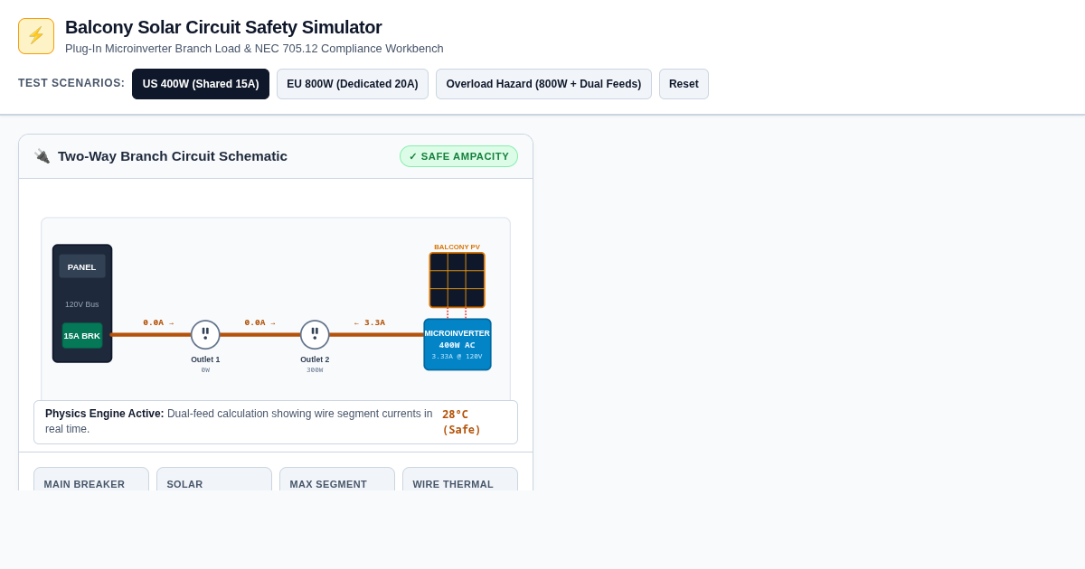 Balcony Solar Circuit Safety Simulator & Sizing Workbench preview