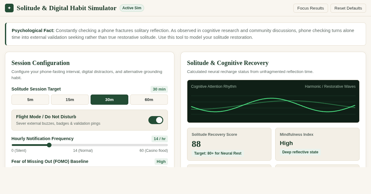 Solitude & Digital Habit Simulator preview