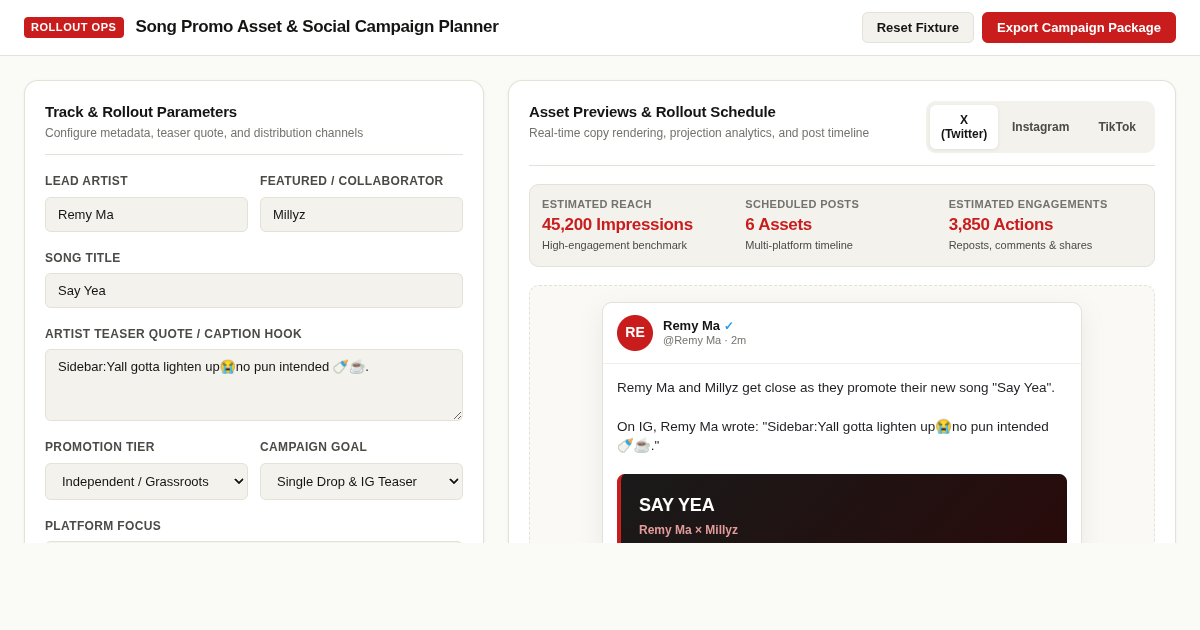 Song Promo Asset & Social Campaign Planner preview