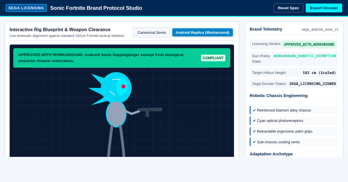 Crossover IP Brand Compliance Studio: Sonic Fortnite Workaround Engine preview
