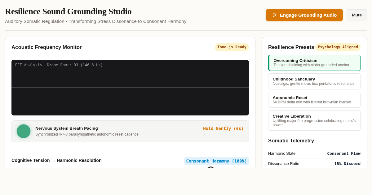 Resilience Sound Grounding Studio | Somatic Audio Workbench preview