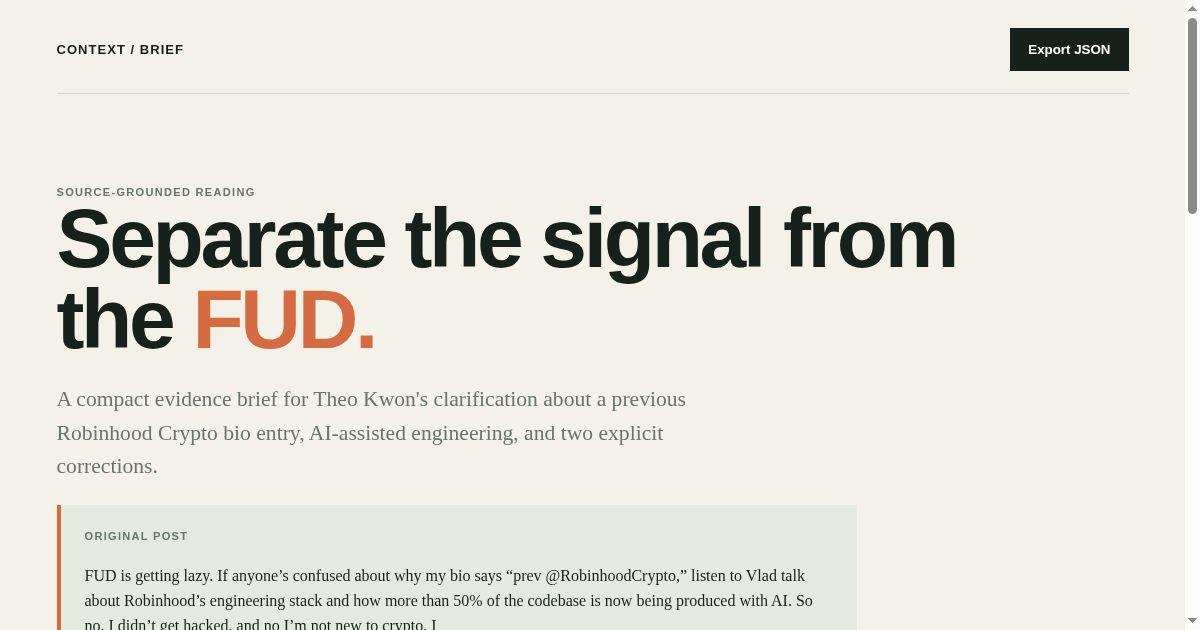 Context Brief | Robinhood Crypto clarification preview