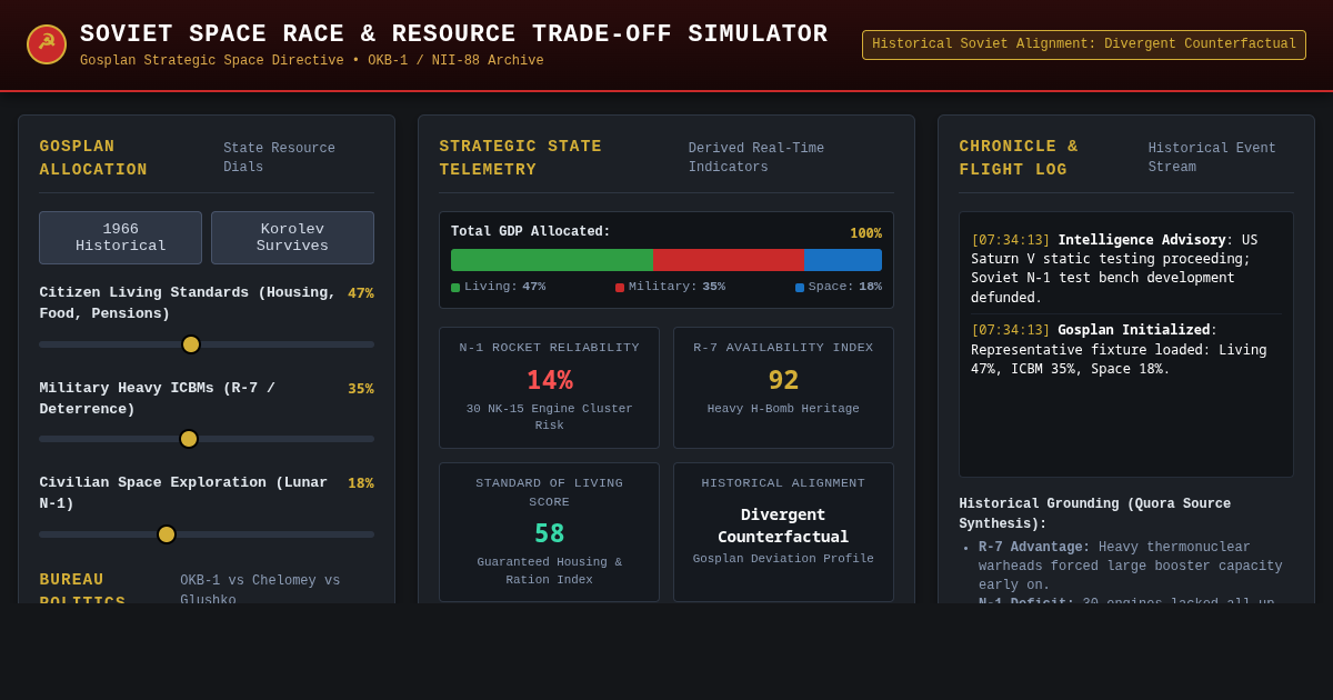 Soviet Space Race & Resource Trade-Off Simulator preview