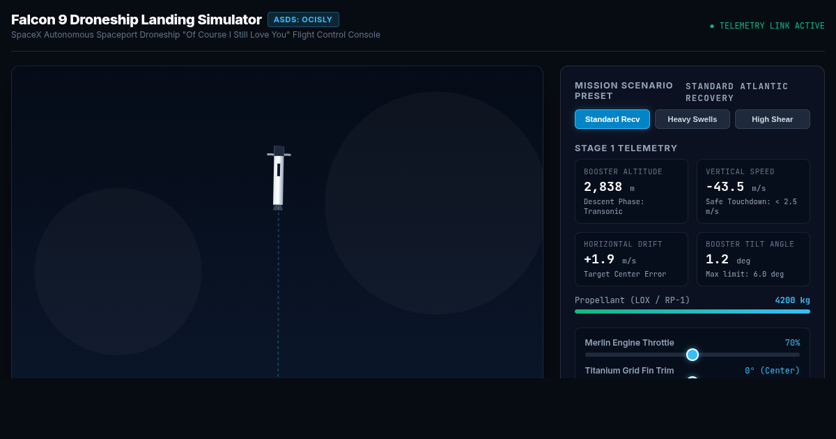 SpaceX Falcon 9 Droneship Landing Flight Simulator preview