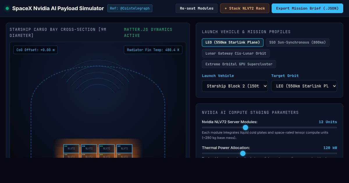 SpaceX Nvidia AI Payload Simulator | Starship Orbital AI Planner preview