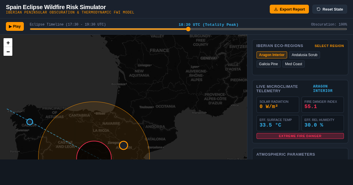 Spain Eclipse Wildfire Risk Simulator preview