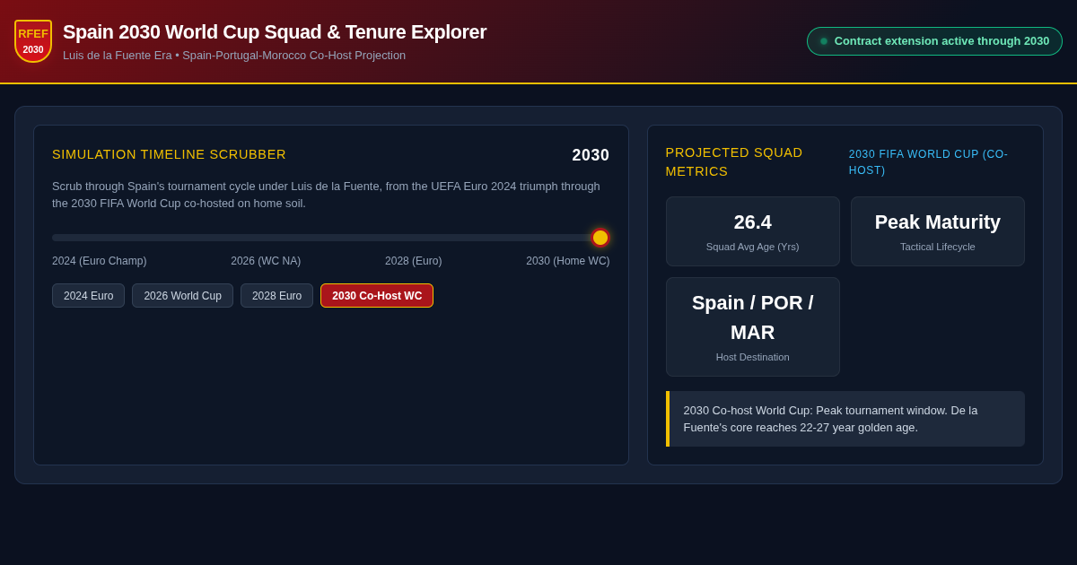 Spain 2030 World Cup Squad & Tenure Explorer preview
