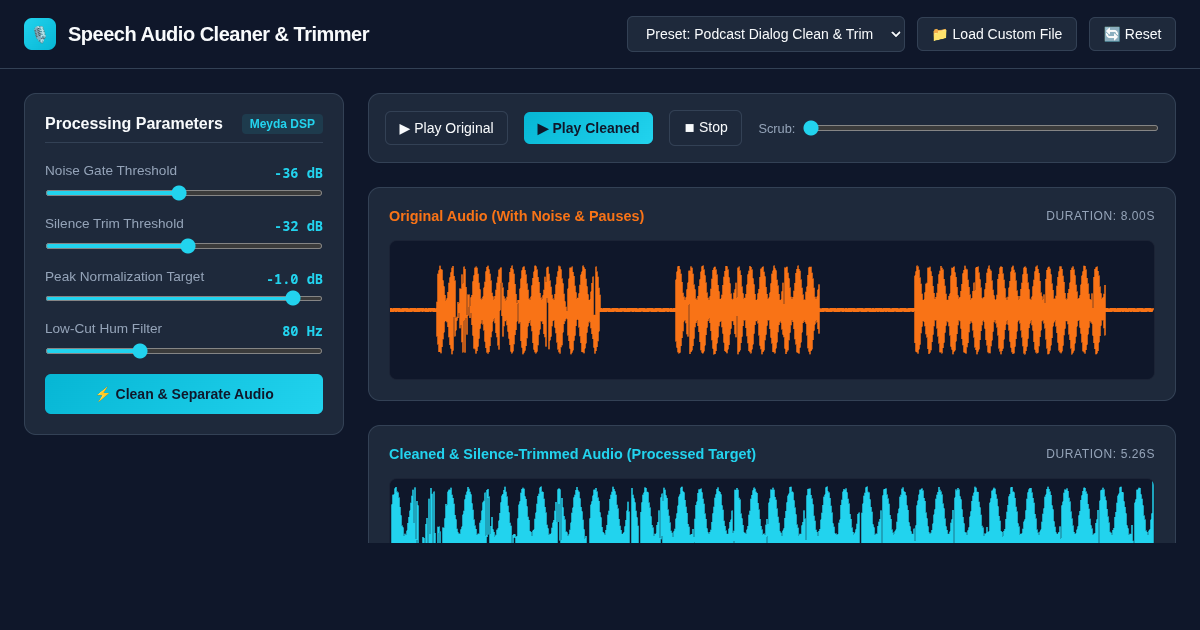 Speech & Podcast Audio Cleaner and Silence Trimmer preview