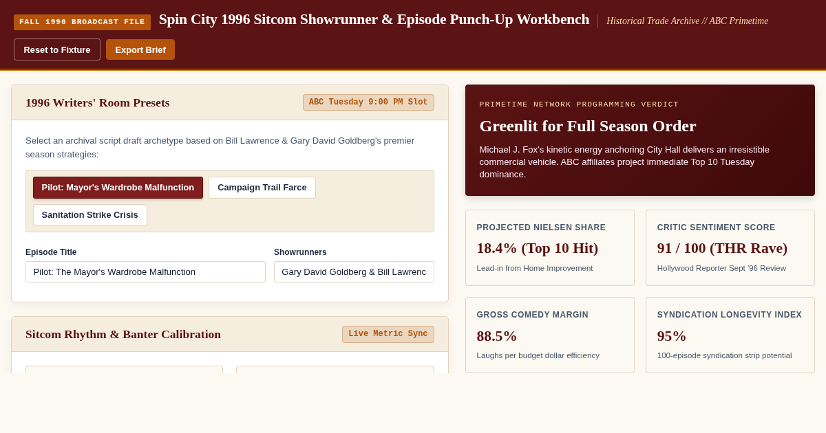 Spin City 1996 Sitcom Showrunner & Episode Punch-Up Workbench preview