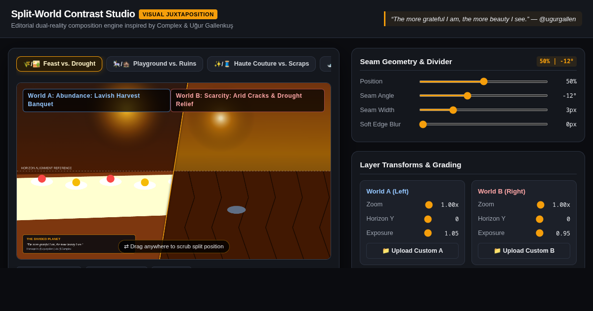 Split-World Contrast Studio: Dual-Reality Juxtaposition Composer preview