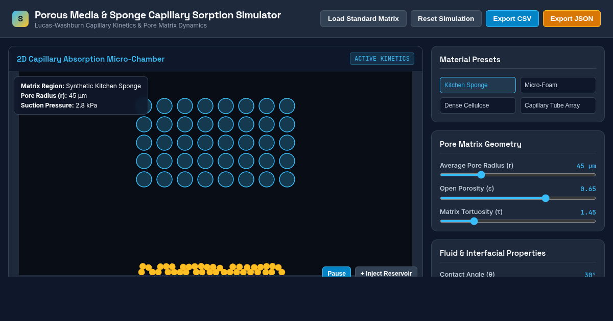 Porous Media & Sponge Capillary Sorption Simulator preview