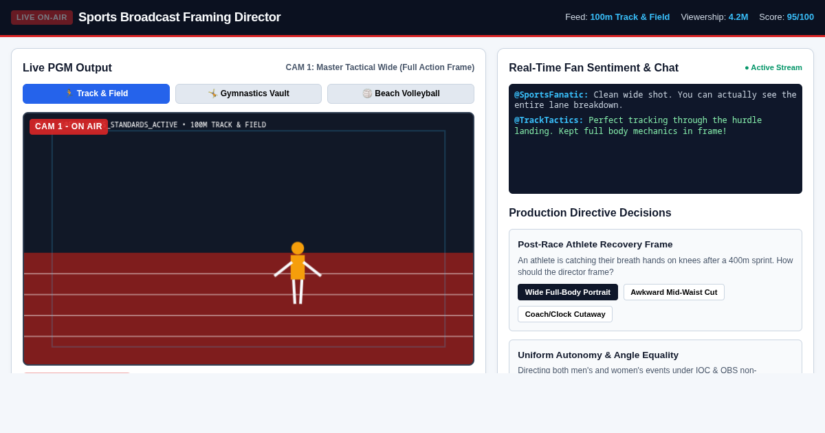 Live Sports Broadcast Director | Camera Framing & Ethics Sim preview