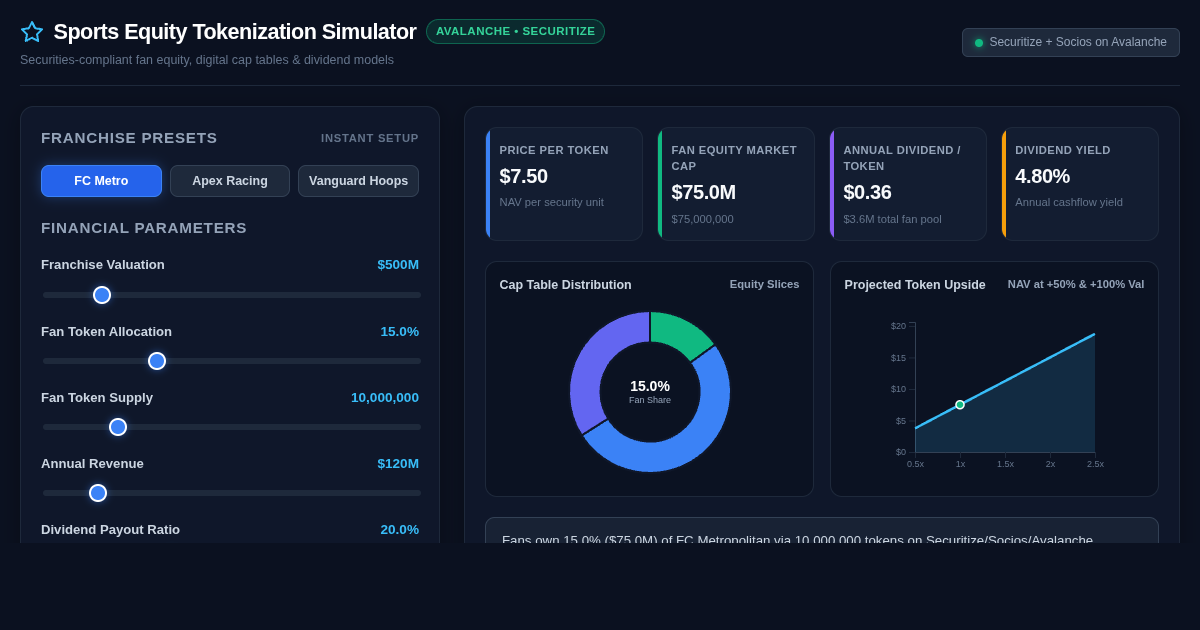 Sports Equity Tokenization Simulator preview