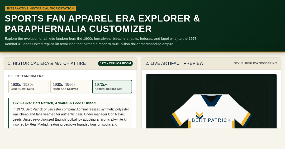 Sports Fan Apparel Era Explorer & Paraphernalia Customizer preview