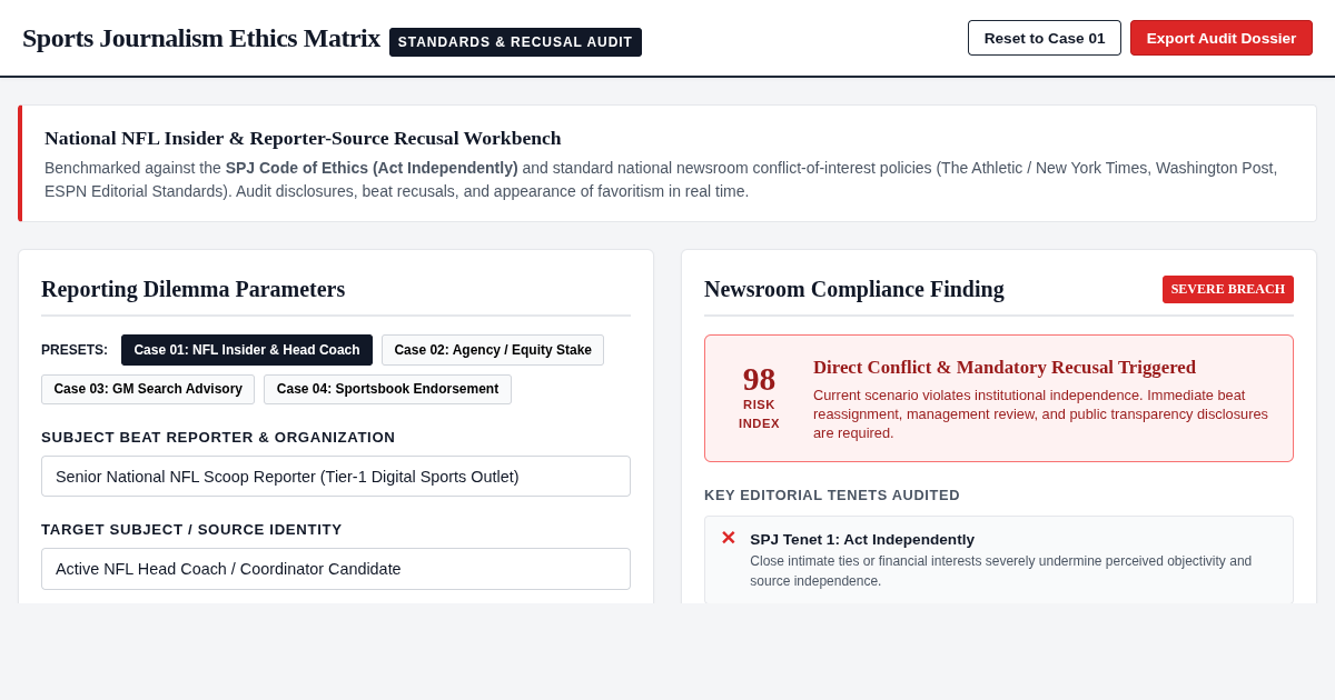 Sports Journalism Newsroom Standards & Conflict Auditor preview