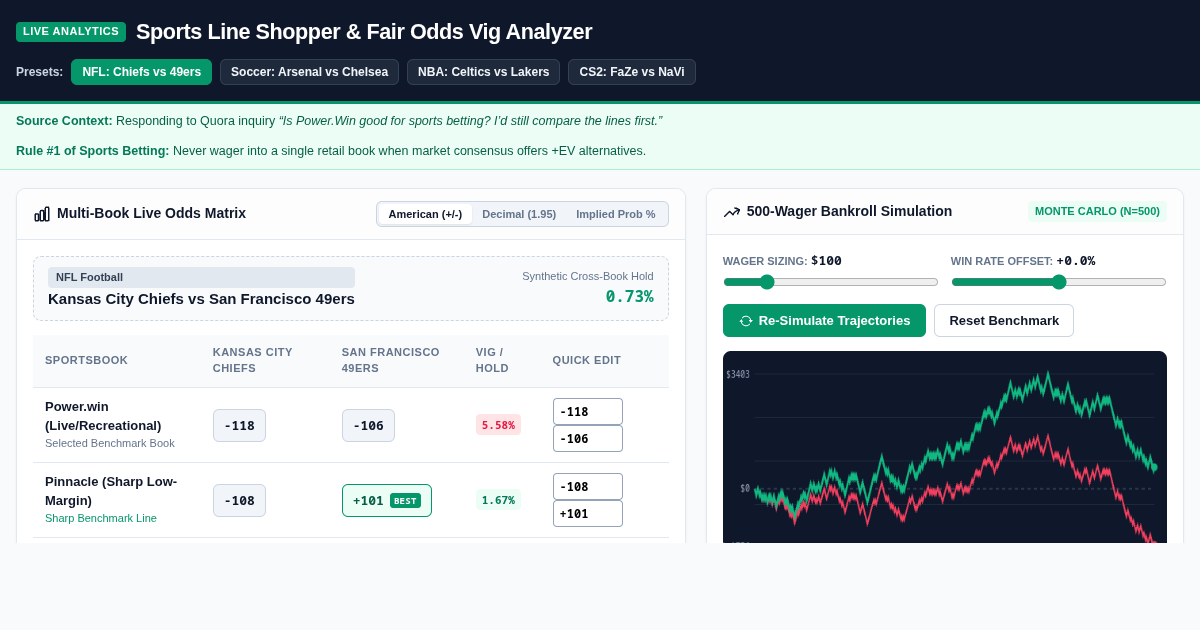 Sports Line Shopper & Fair Odds Vig Analyzer preview