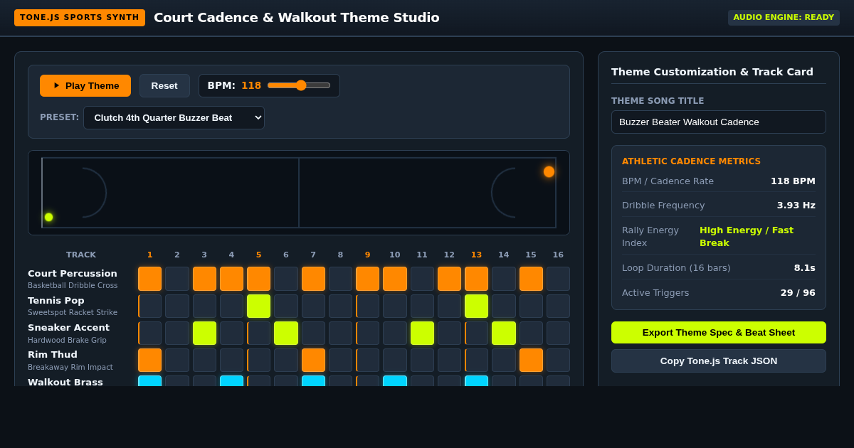 Court Cadence & Walkout Theme Studio preview