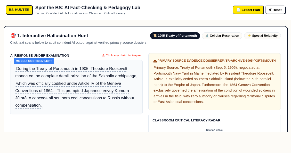 Spot the BS: Classroom AI Fact-Checking & Pedagogy Lab preview