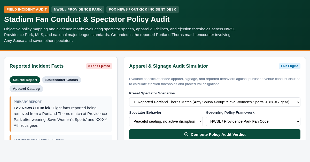 Stadium Fan Conduct & Spectator Policy Audit preview