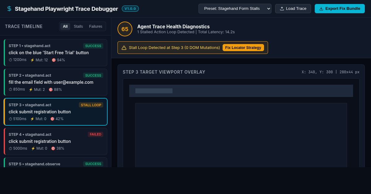 Stagehand Playwright Agent Trace Debugger preview