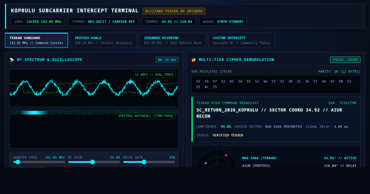StarCraft Cryptic Signal Decoder & Blizzard Teaser Transmission Analyzer preview