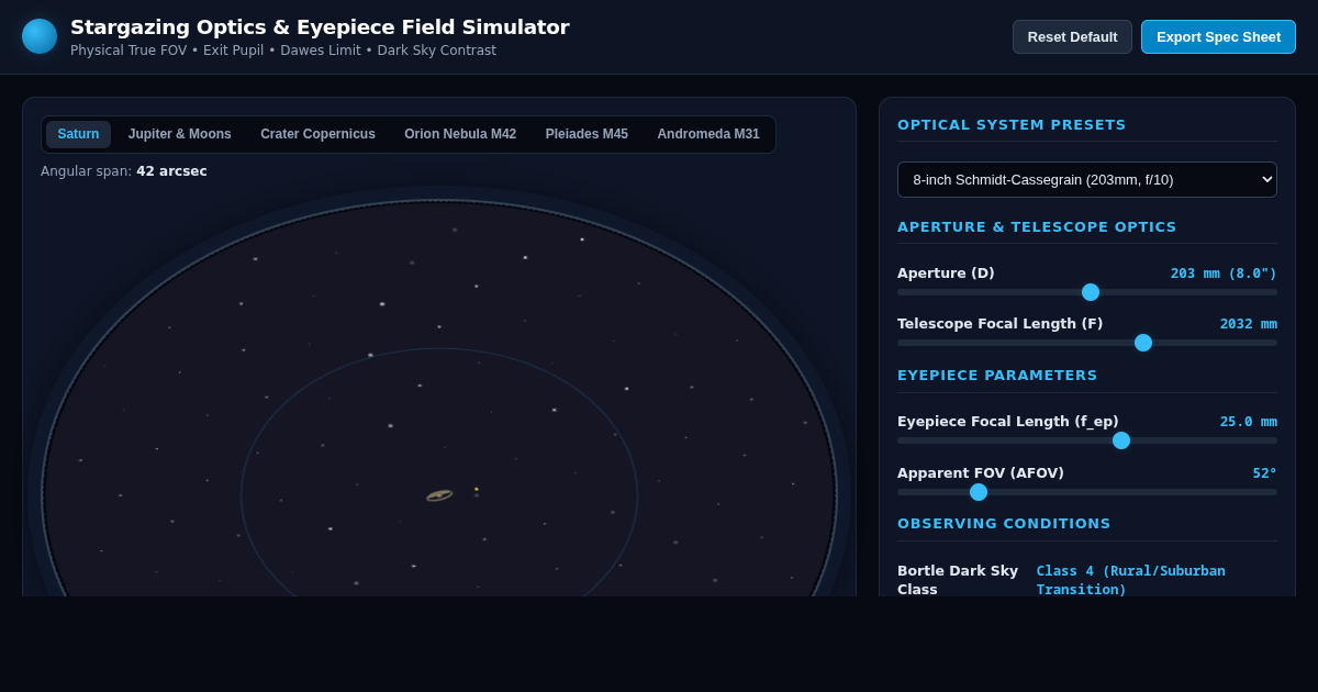 Stargazing Optics & Eyepiece Field Simulator preview