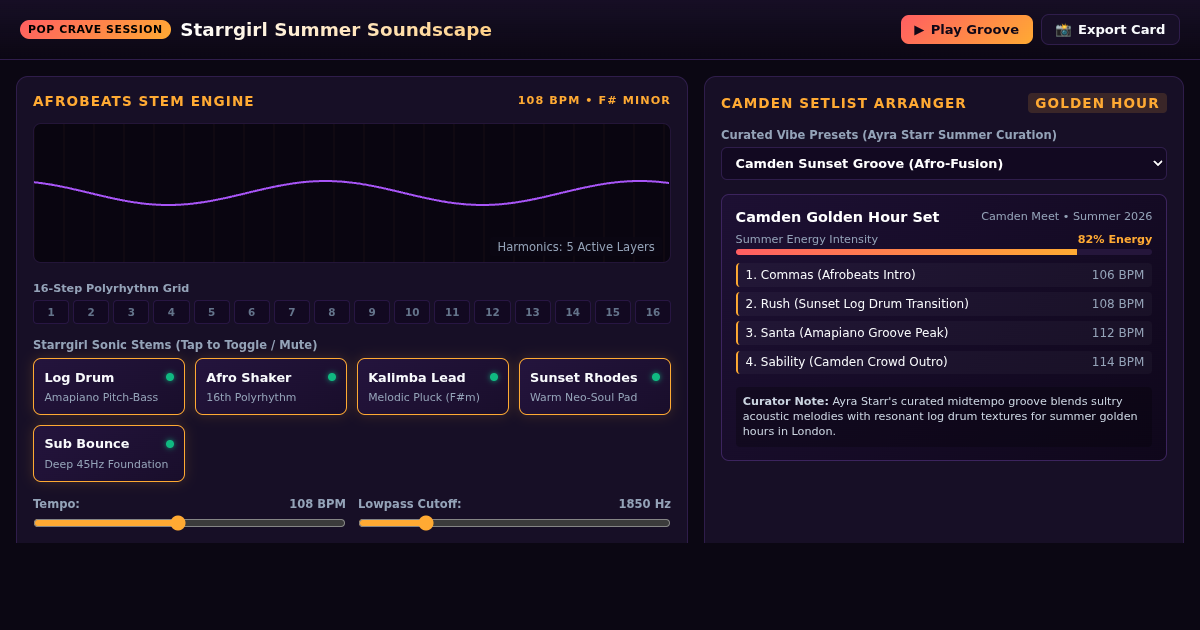 Starrgirl Summer Soundscape & Setlist Arranger preview