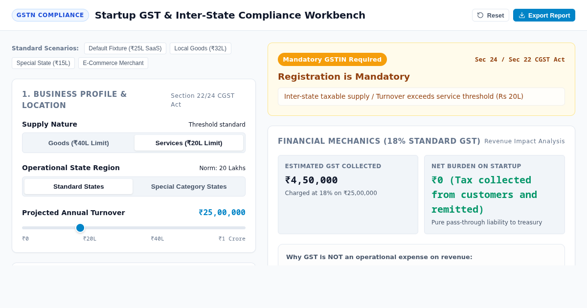 Startup GST & Inter-State Compliance Workbench preview