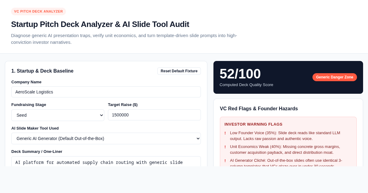 Startup Pitch Deck Analyzer & AI Slide Tool Audit 77 preview