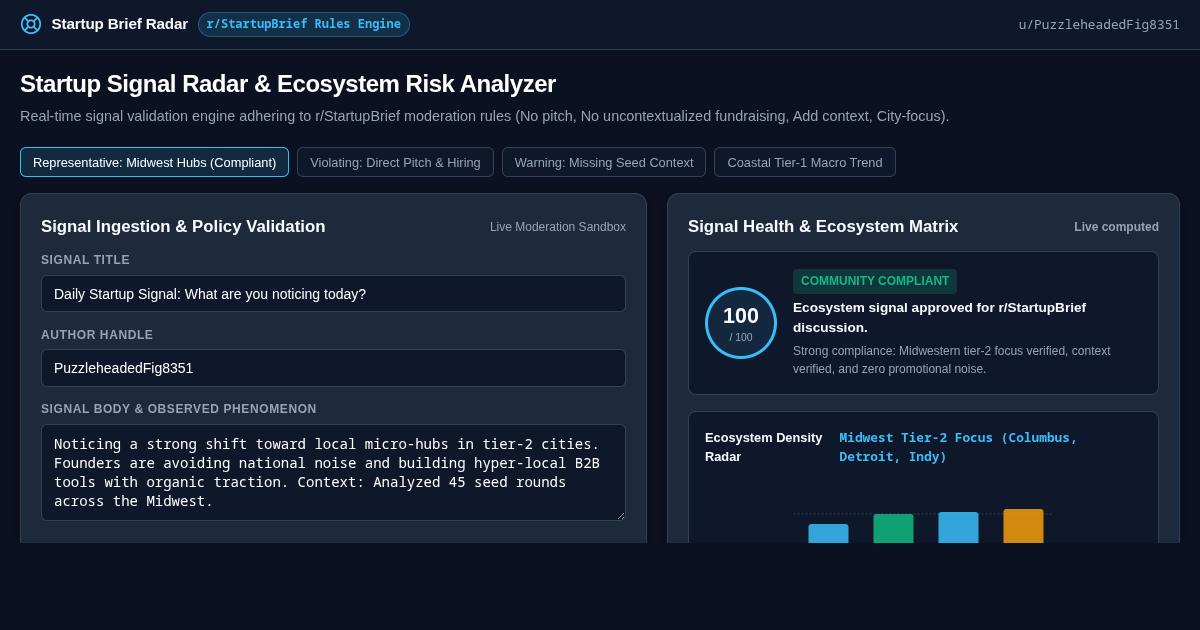 Startup Signal Radar & Ecosystem Risk Analyzer preview