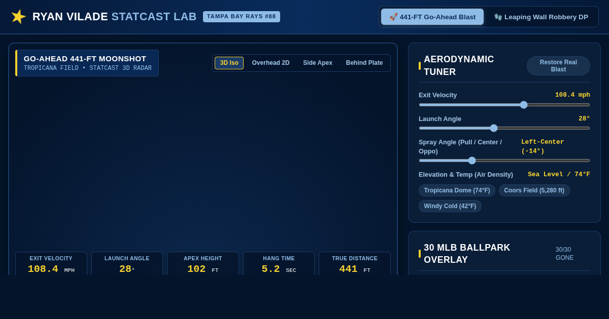 Ryan Vilade Statcast Physics Lab & Ballpark Trajectory Visualizer preview